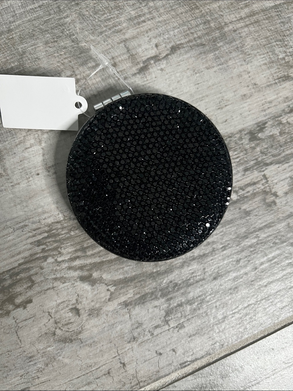 Black Sequin Round Compact Mirror